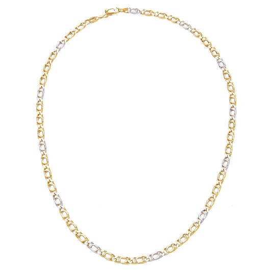 9ct White & Yellow Gold  Birds eye Chain Necklace 18 inch - NK1AXL804YW