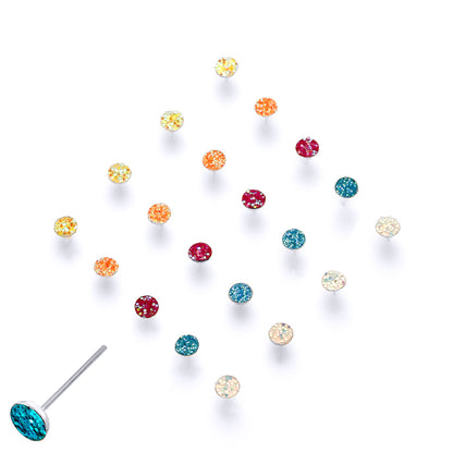 Silver  Sugar Glitter Coated Sparkling Pack of 20 Nose Studs - NP10