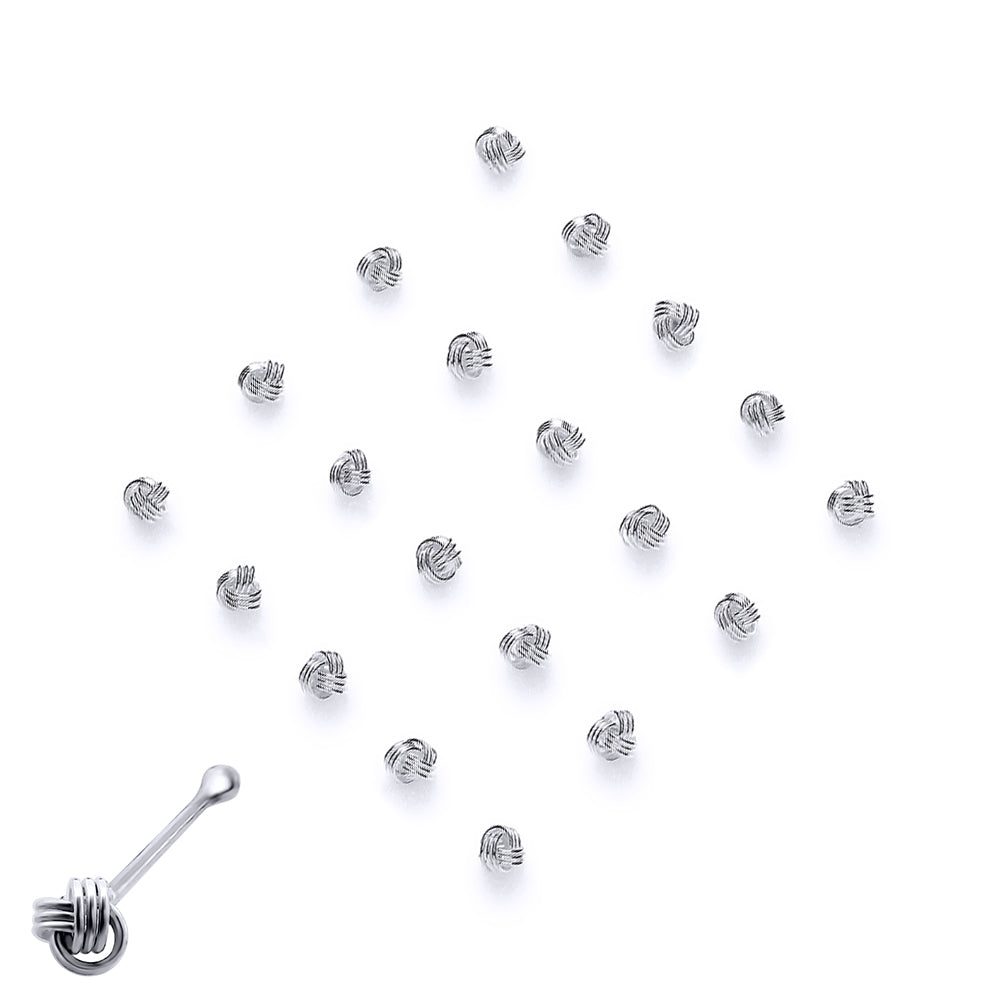 Unisex Silver  Love Knot Wool Pack of 20 Nose Studs Piercing - NP11
