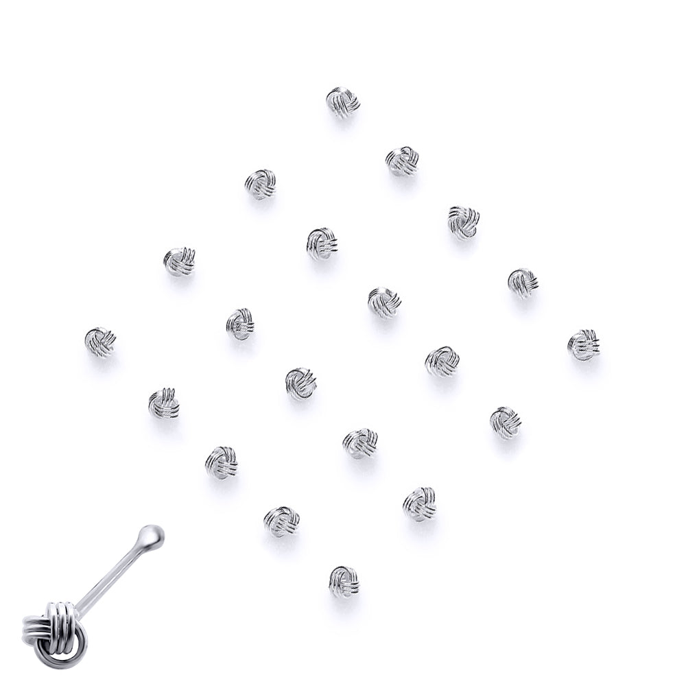 Unisex 925 Silver  Love Knot Wool Pack of 20 Nose Studs Piercing - NP11