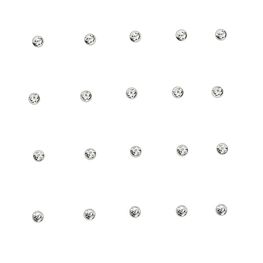 Silver  CZ Pack of 20 Nose Studs Set - NP1WH