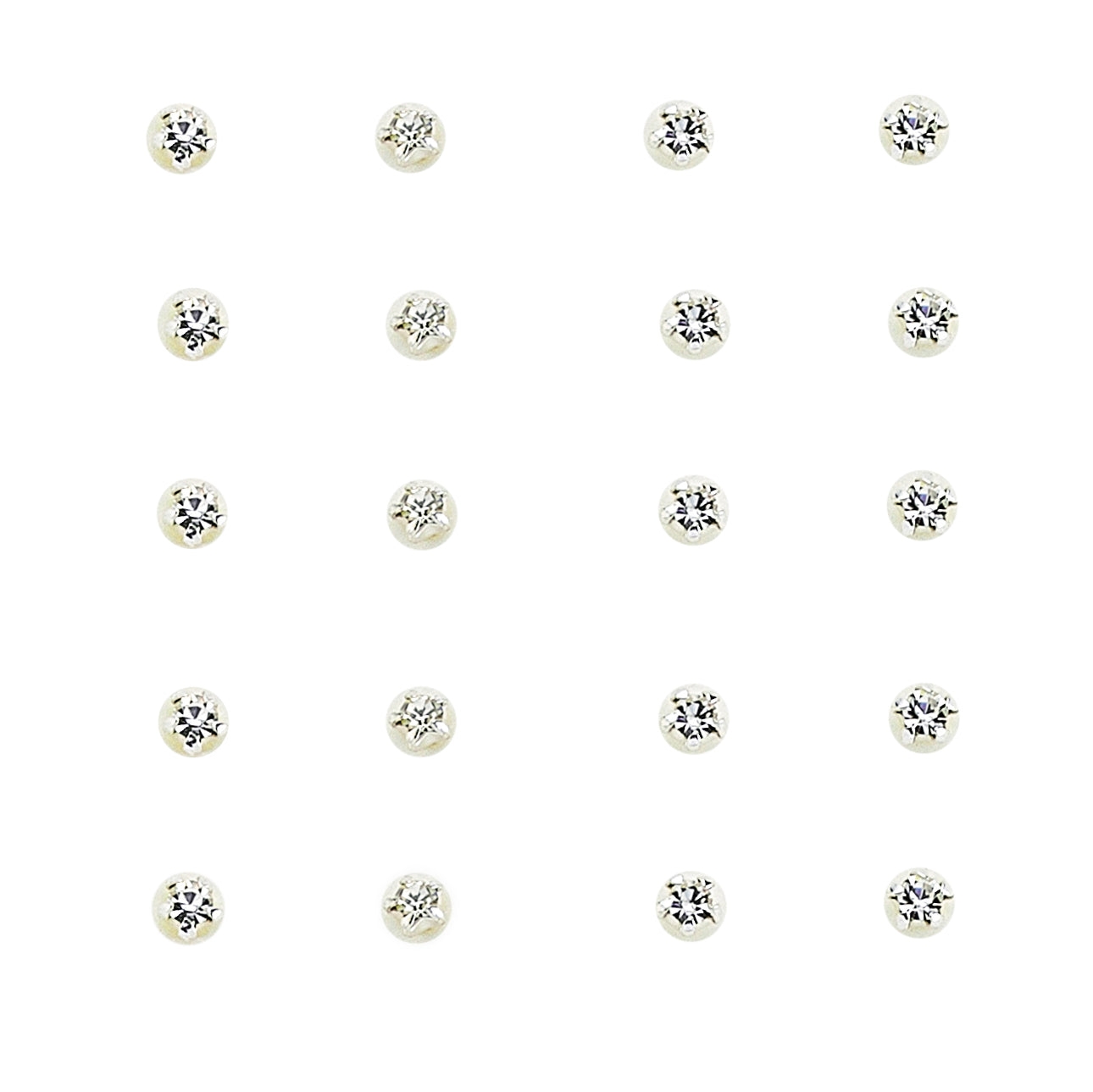 Silver  CZ Pack of 20 Nose Studs Set - NP2WH