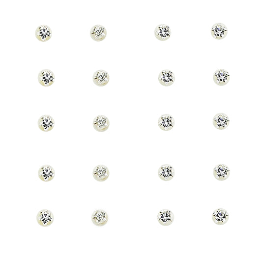 Silver  CZ Nose Studs - Pack of 20 2mm - NP2WH