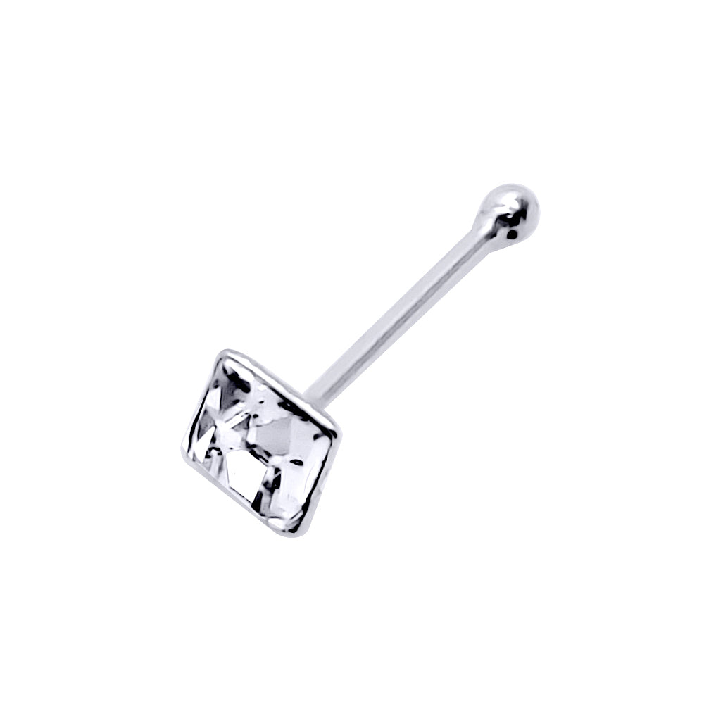 Silver  Square CZ Nose Studs - Pack of 20 2mm - NP6WH