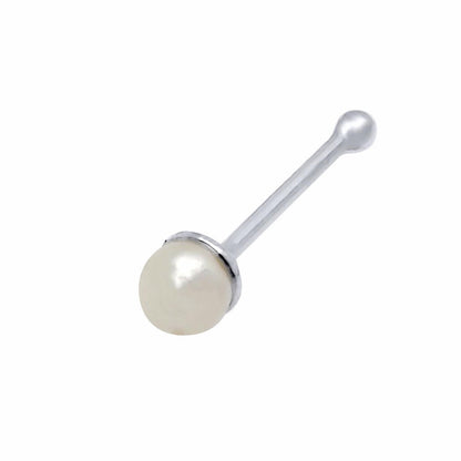 Silver  Simulated Pearl Nose Studs - Pack of 20 2mm - NP8