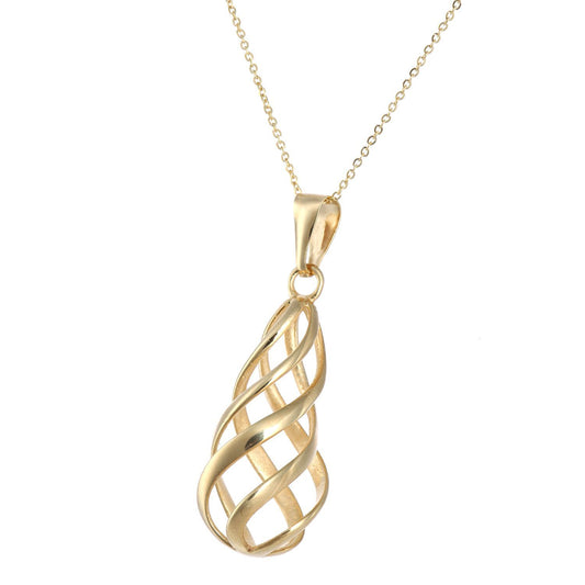 9ct Gold  Ice Cream Swirl Pendant Necklace 18 inch - P16AXL00Y