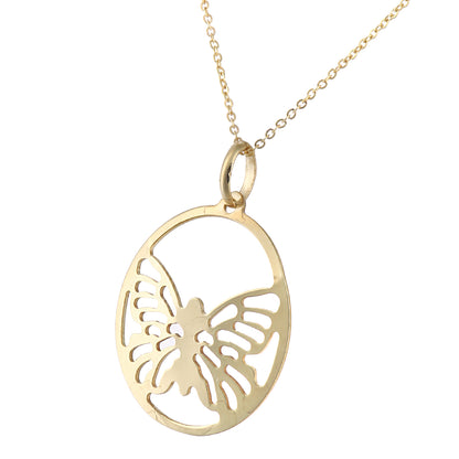 9ct Gold  Butterfly Emblem Medallion Pendant Necklace 18 inch - P16AXL01Y