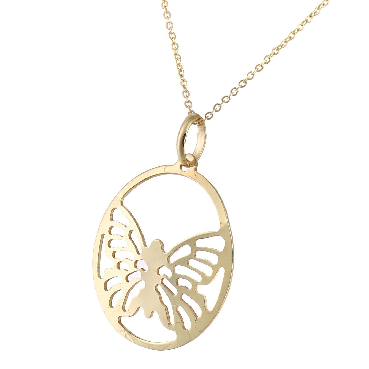 9ct Gold  Butterfly Emblem Medallion Pendant Necklace 18 inch - P16AXL01Y