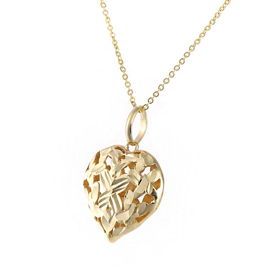 9ct Gold  Heart Pendant Necklace 18 inch - P16AXL03Y