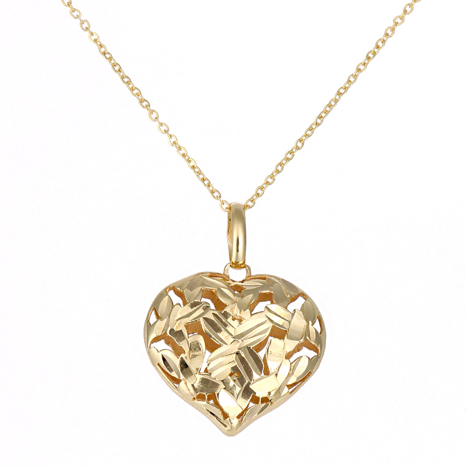 9ct Gold  Heart Pendant Necklace 18 inch - P16AXL03Y