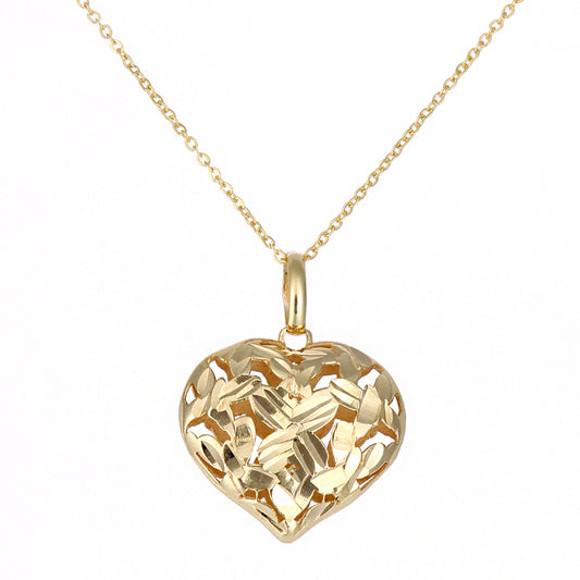 9ct Gold  Heart Pendant Necklace 18 inch - P16AXL03Y