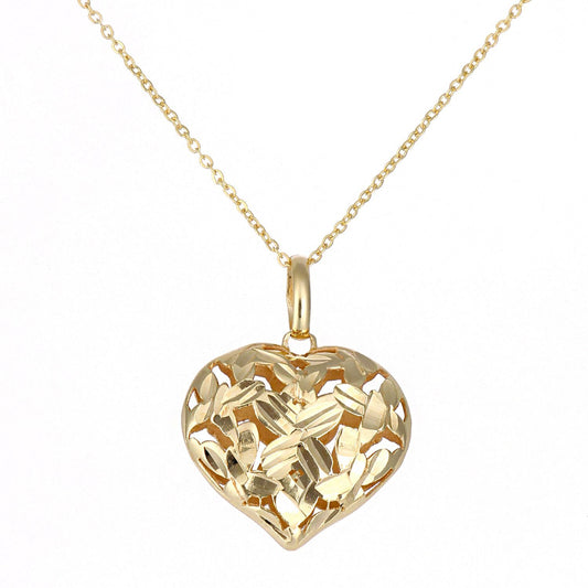 9ct Gold  Heart Pendant Necklace 18 inch - P16AXL03Y