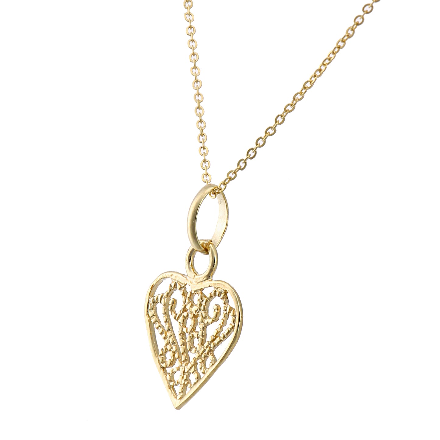 9ct Gold  Heart Pendant Necklace 18 inch - P16AXL04Y