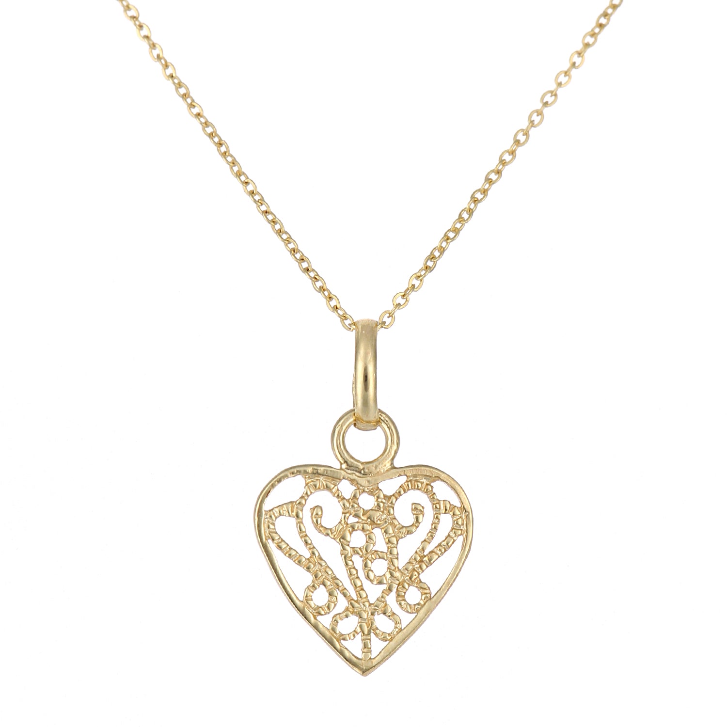 9ct Gold  Heart Pendant Necklace 18 inch - P16AXL04Y