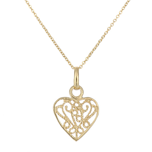 9ct Gold  Heart Pendant Necklace 18 inch - P16AXL04Y