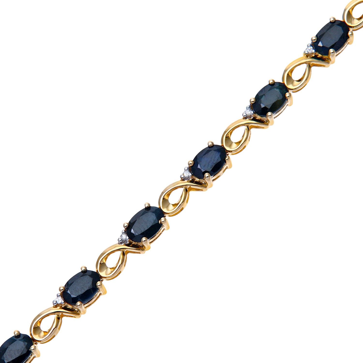 9ct Gold  Diamond Oval Sapphire 6s & 9s Lobster Tennis Bracelet - PBCAXL01158YSA