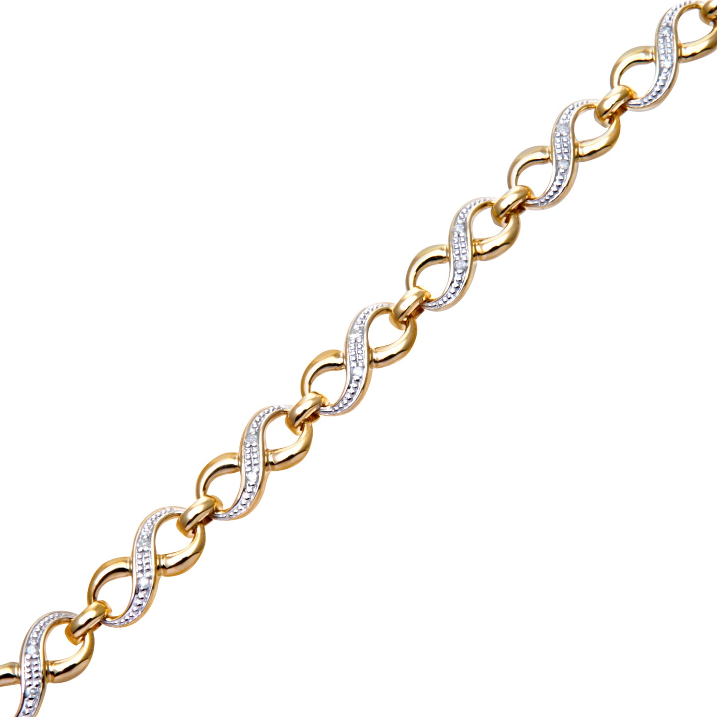 9ct Gold  Round 15pts Diamond Infinity Kisses Link Bracelet - PBCAXL01178Y