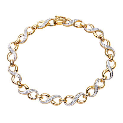 9ct Gold  Round 15pts Diamond Infinity Kisses Link Bracelet - PBCAXL01178Y