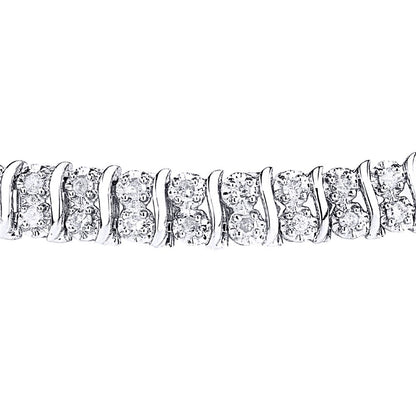 9ct White Gold  2ct Diamond 2 Row Wavy Illusion Tennis Bracelet - PBCAXL01564W