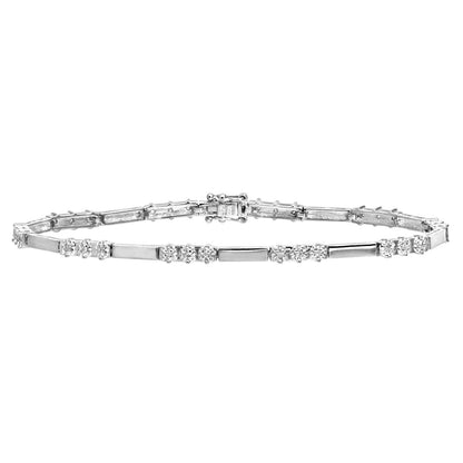 9ct White Gold  Round 10pts Diamond Trilogy Tennis Bracelet - PBCAXL01620W