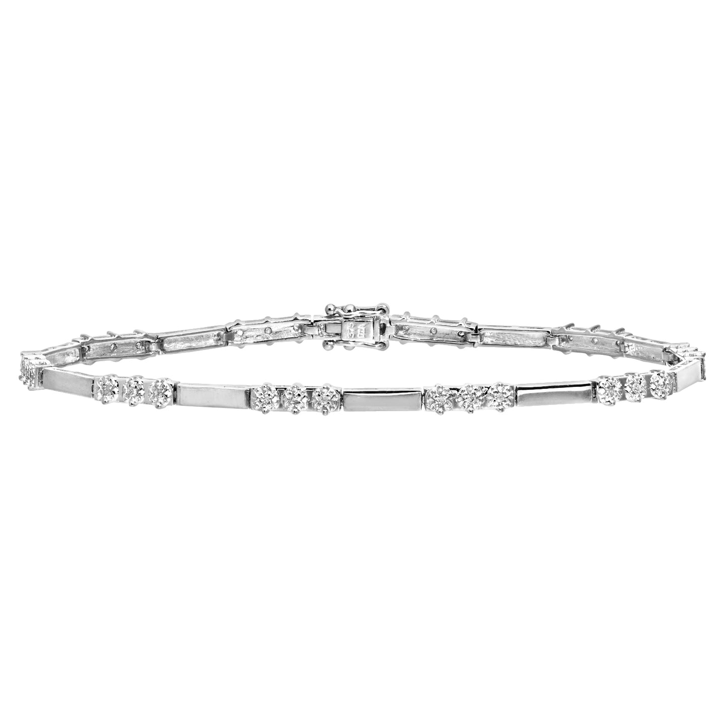 9ct White Gold  Round 10pts Diamond Trilogy Tennis Bracelet - PBCAXL01620W