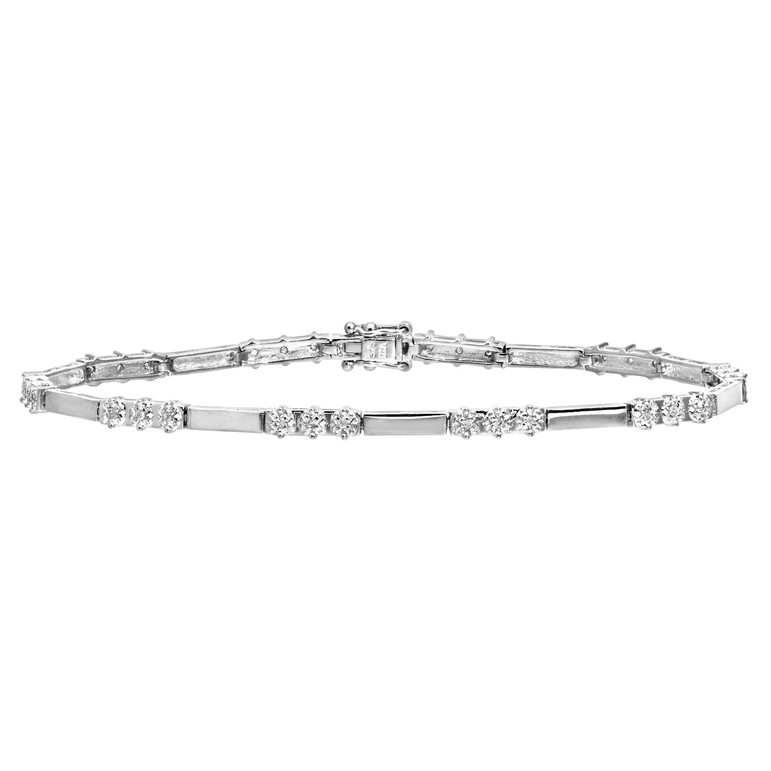 9ct White Gold  Round 10pts Diamond Trilogy Tennis Bracelet - PBCAXL01620W