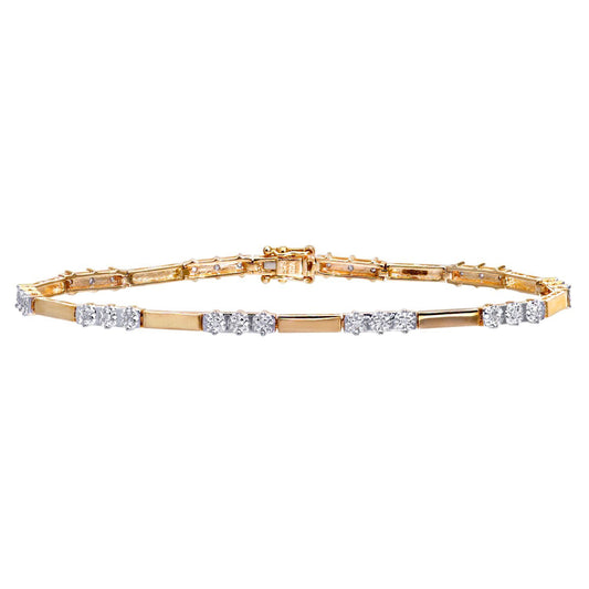 9ct Gold Round 10pts Diamond Trilogy Tennis Bracelet - PBCAXL01620Y