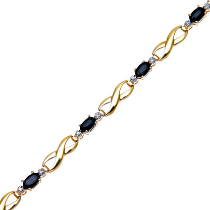 9ct Gold  5pts Diamond Oval 2.29ct Sapphire Kiss Charm Bracelet - PBCAXL01733YSA