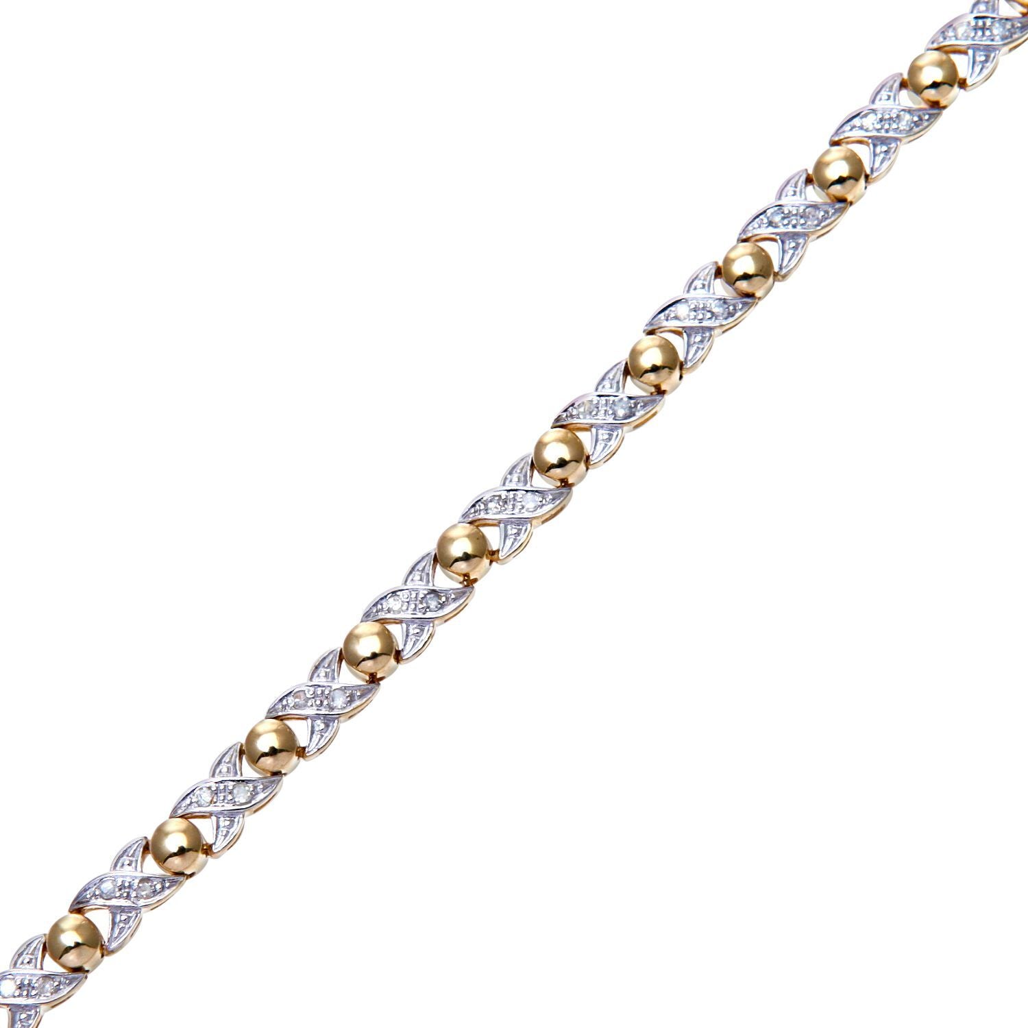 9ct Gold  Round 1/4ct Diamond Kiss Bead Bracelet - PBCAXL01794Y