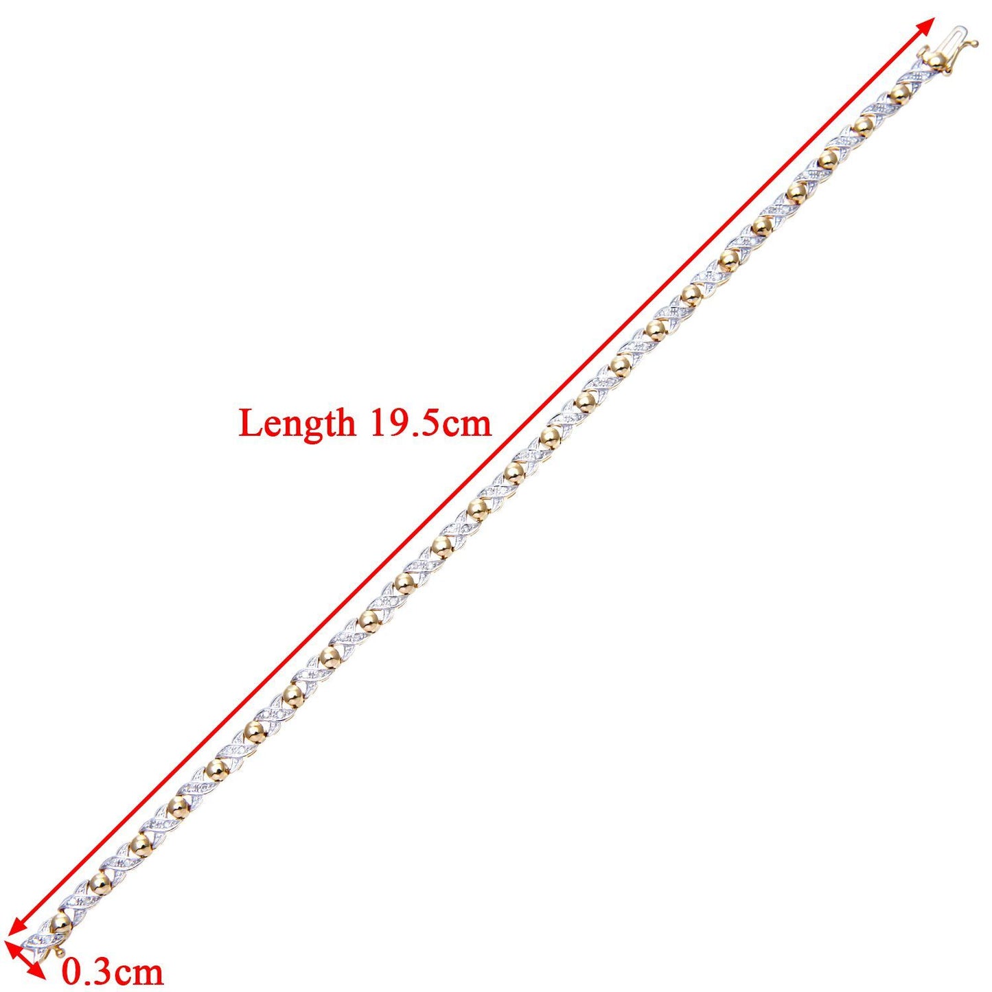 9ct Gold  Round 1/4ct Diamond Kiss Bead Bracelet - PBCAXL01794Y