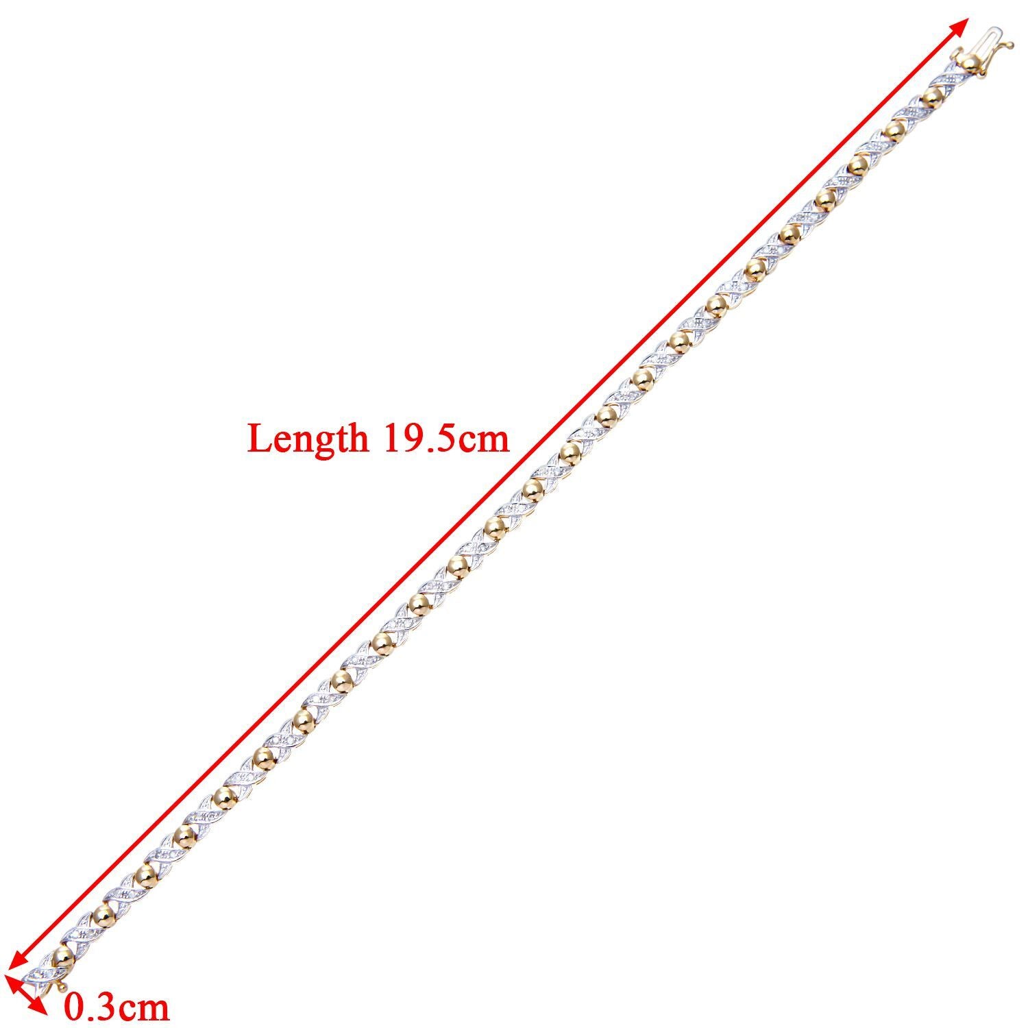 9ct Gold  Round 1/4ct Diamond Kiss Bead Bracelet - PBCAXL01794Y