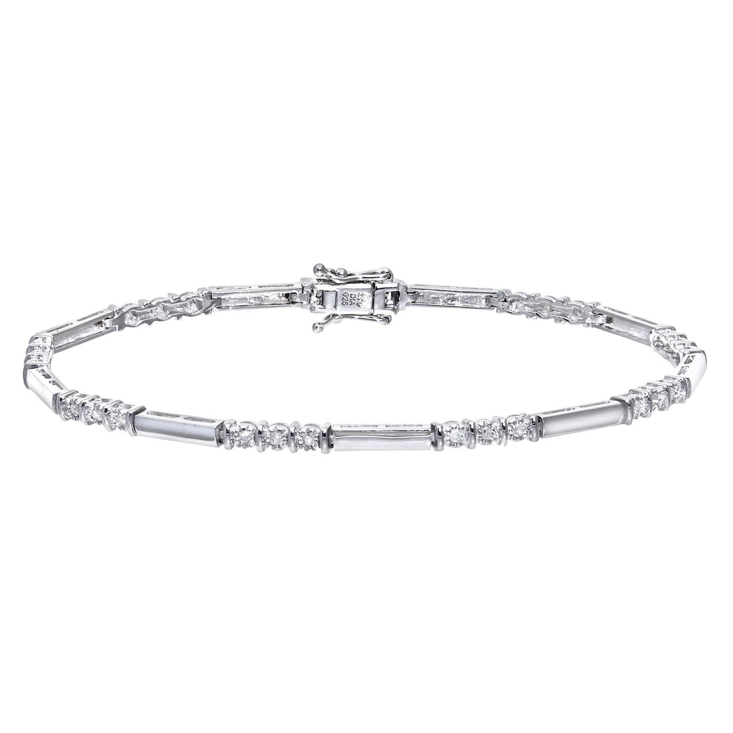 9ct White Gold  Round 1/4ct Diamond Trilogy Tennis Bracelet - PBCAXL01957W