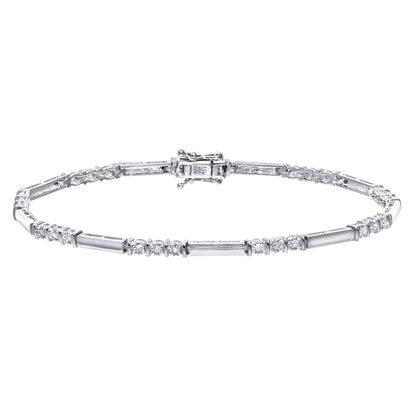 9ct White Gold  Round 1/4ct Diamond Trilogy Tennis Bracelet - PBCAXL01957W