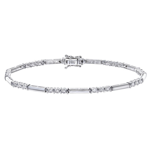 9ct White Gold  Round 1/4ct Diamond Trilogy Tennis Bracelet - PBCAXL01957W