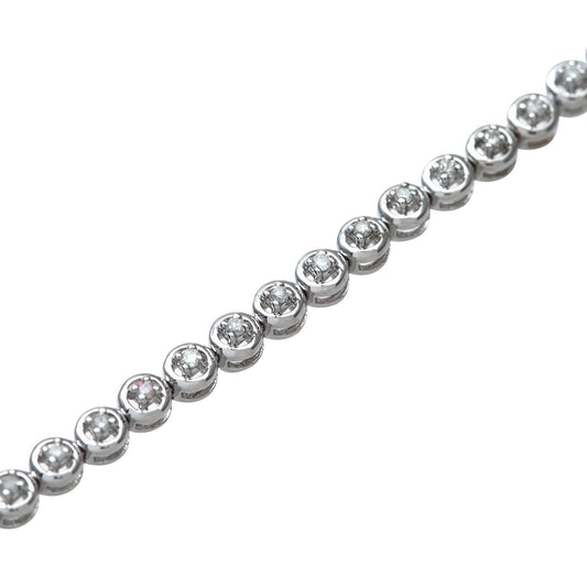 9ct White Gold  Round 1/2ct Diamond Donut Illusion Tennis Bracelet - PBCAXL01971W