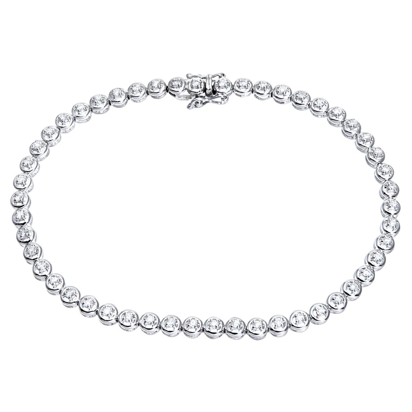 9ct White Gold  Round 1/2ct Diamond Donut Illusion Tennis Bracelet - PBCAXL01971W