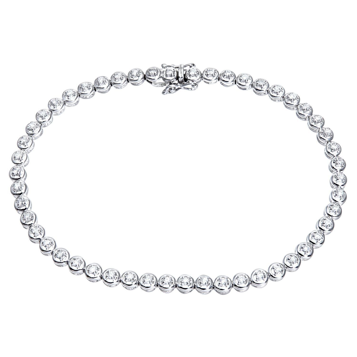 9ct White Gold  Round 1/2ct Diamond Donut Illusion Tennis Bracelet - PBCAXL01971W