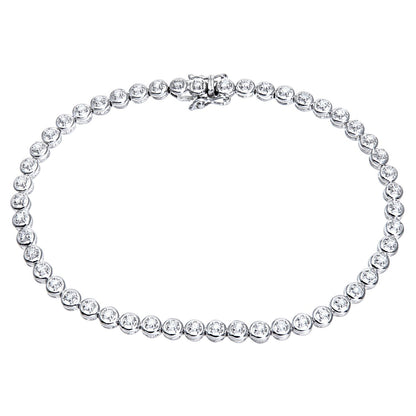 9ct White Gold  Round 1/2ct Diamond Donut Illusion Tennis Bracelet - PBCAXL01971W