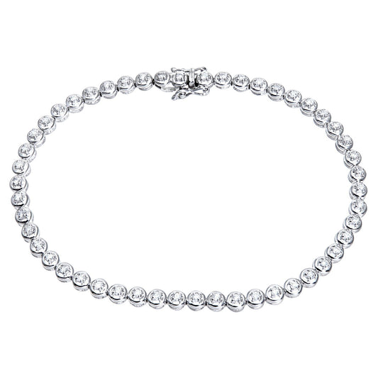 9ct White Gold  Round 1/2ct Diamond Donut Illusion Tennis Bracelet - PBCAXL01971W