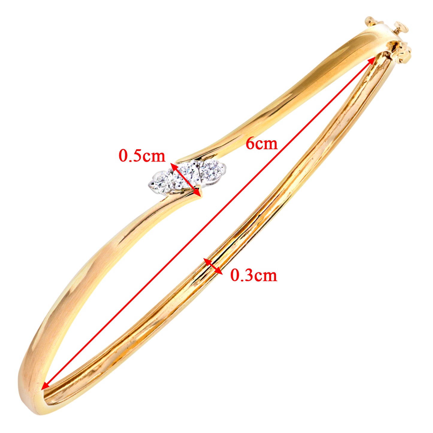 9ct Gold  Round 1/4ct Diamond Trilogy Bangle Bracelet - PBCAXL02030Y