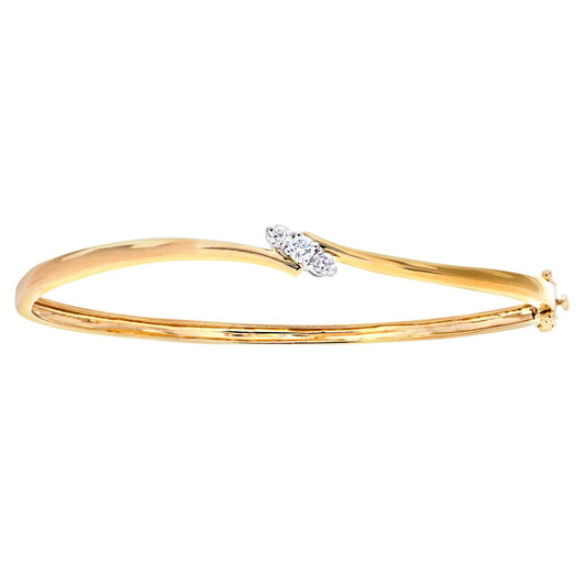 9ct Gold Round 1/4ct Diamond Trilogy Bangle Bracelet - PBCAXL02030Y
