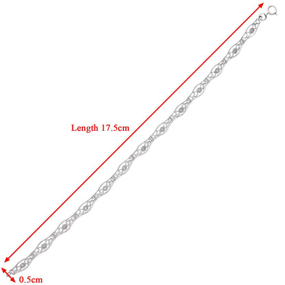 9ct White Gold  Round 6pts Diamond Filigree Cluster Bracelet - PBCAXL02047W