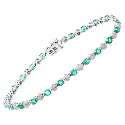 9ct White Gold  Diamond 2.7ct Emerald Cluster Tennis Bracelet - PBCAXL02516WEM