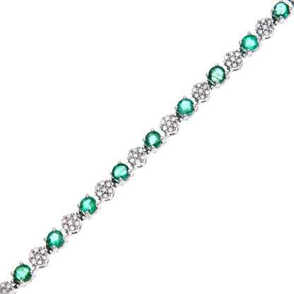9ct White Gold  Diamond 2.7ct Emerald Cluster Tennis Bracelet - PBCAXL02516WEM