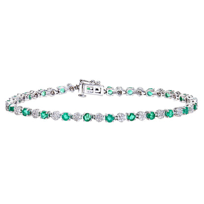 9ct White Gold  Diamond 2.7ct Emerald Cluster Tennis Bracelet - PBCAXL02516WEM