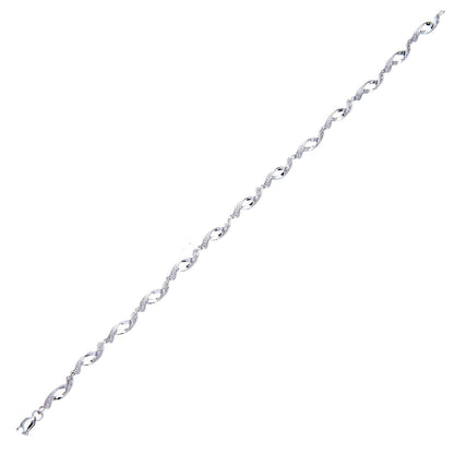 9ct White Gold  Round 5pts Diamond Twist Eyelet Link Bracelet - PBCAXL02563W