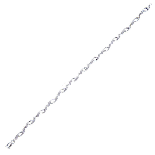 9ct White Gold  Round 5pts Diamond Twist Eyelet Link Bracelet - PBCAXL02563W
