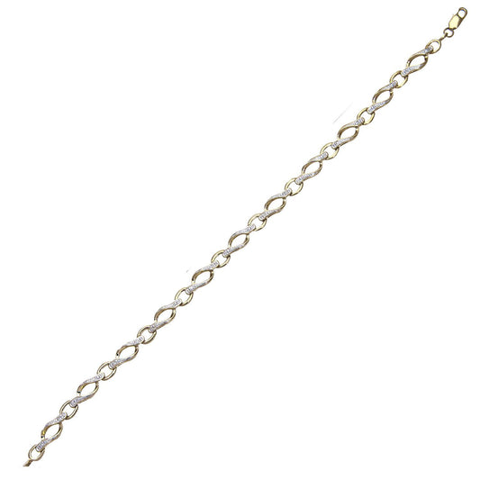 9ct Gold  Round 5pts Diamond Twist Eyelet Link Bracelet - PBCAXL02645Y