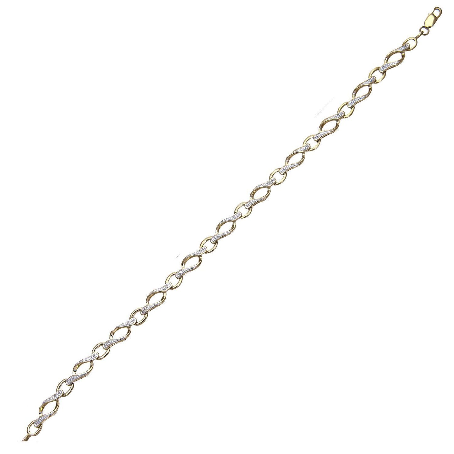 9ct Gold  Round 5pts Diamond Twist Eyelet Link Bracelet - PBCAXL02645Y
