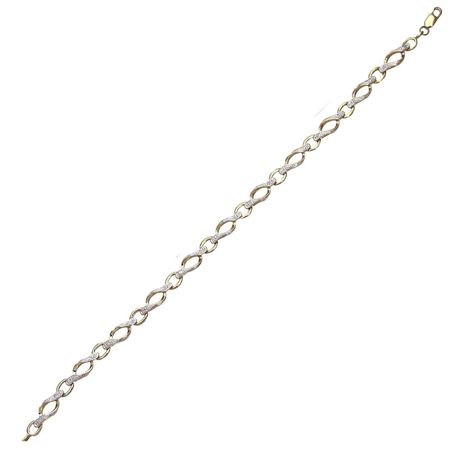 9ct Gold  Round 5pts Diamond Twist Eyelet Link Bracelet - PBCAXL02645Y
